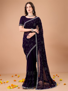Leelavati Embroidered, Embellished Bollywood Georgette Saree