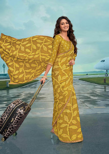 Laxmipati sarees Printed Saree with Attached Blouse Silk Blend Saree