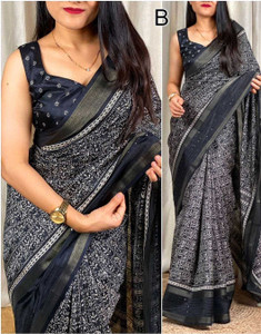 Ridham Printed Kalamkari Silk Blend Saree