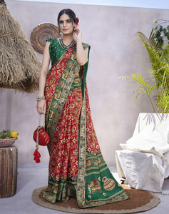 YASHIKA Printed Bollywood Tussar Silk Saree