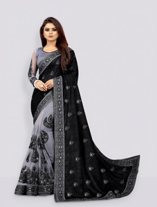 Rarebeauty Embroidered Bandhani Silk Blend Saree