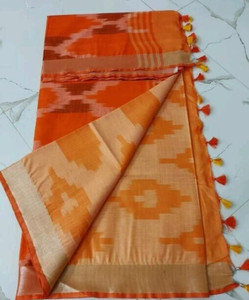 Dikshashree Self Design Ikkat Cotton Blend Saree