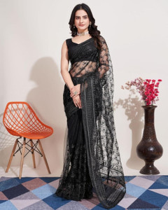 NIYANTAKSH Embroidered Bollywood Net Saree