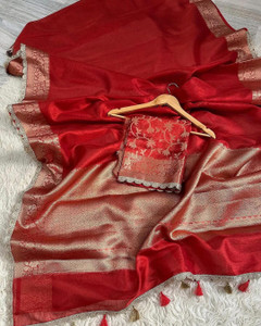 Mkfabrics Woven Banarasi Tissue Saree