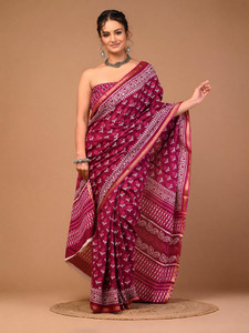 LOVWEAR Printed Ikkat Pure Cotton Saree