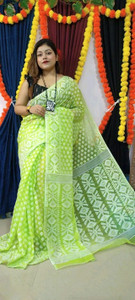 RIDDHIMAN FASHION Self Design Jamdani Cotton Silk Saree