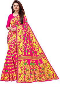 ANISSA SAREE सेल्फ डिज़ाइन जामदानी कॉटन ब्लेंड साड़ी