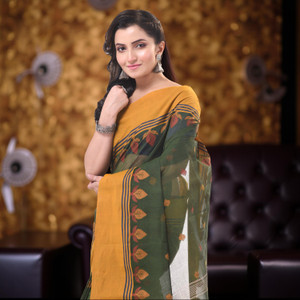 Desh Bidesh Paisley, Floral Print, Woven Tant Handloom Pure Cotton Saree