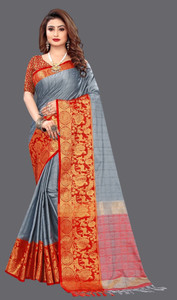 Bombey Velvat Fab Color Block, Temple Border, Ombre, Striped, Woven, Animal Print, Dyed, Solid/Plain, Checkered Pochampally Muslin, Cotton Silk Saree
