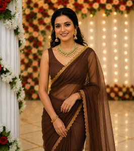 Aastikay Embroidered Daily Wear Net, Organza Saree