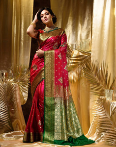 Samah Woven, Embellished, Self Design Banarasi Art Silk Saree