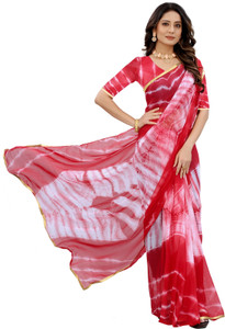 KV Fashion Geometric Print Leheria Chiffon Saree