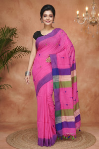 PuJoy Self Design, Embroidered Daily Wear Pure Cotton Saree