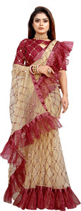 Fusion and Fashion Embroidered Bollywood Net Saree
