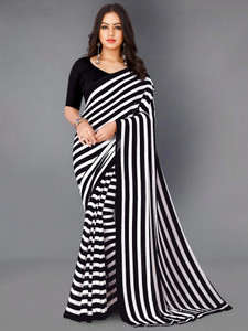 Anand Sarees Printed, Striped Bollywood Georgette Saree