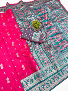 Ratnavali Woven Baluchari Silk Blend, Art Silk Saree