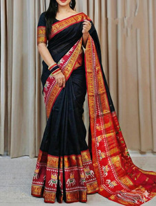 PRIYANSH CREATION Temple Border, Woven Narayanpet Cotton Silk Saree