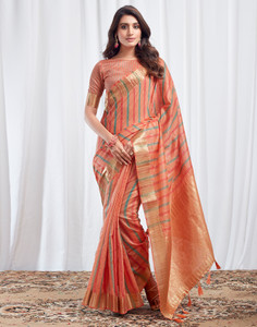 Samah Woven, Striped Chettinadu Cotton Silk Saree