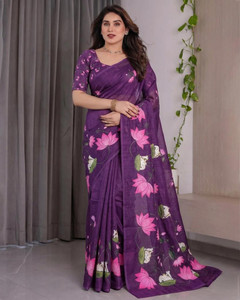 parakhiya fab Digital Print, Self Design Bollywood Cotton Linen Saree