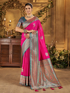 Mehrang Self Design Banarasi Silk Blend Saree