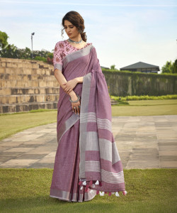 Samah Woven, Embellished, Self Design Banarasi Pure Cotton Saree