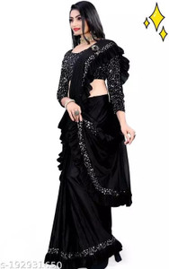 PLEXSTAR Self Design, Checkered Bollywood Lycra Blend Saree