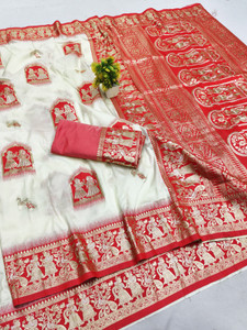 Ratnavali Woven Baluchari Silk Blend, Art Silk Saree
