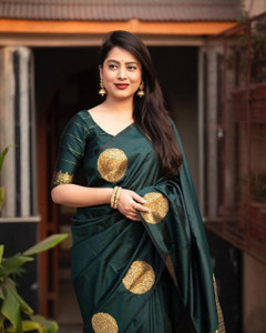 Pervas Woven, Self Design Kanjivaram Pure Silk, Cotton Silk Saree