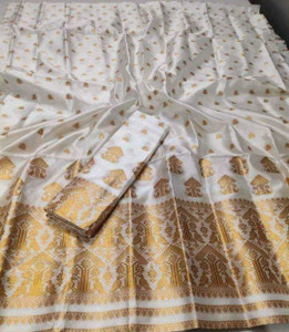 agarwal silk Woven Mekhela Chador Cotton Silk Saree