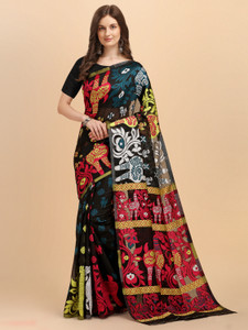 Calytrix Embellished, Woven, Self Design Jamdani Cotton Silk, Polyester Saree