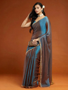 PD CLOTH VILLA Embellished Bollywood Tissue, Pure Silk Saree