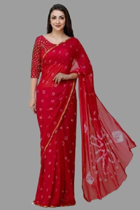 Swarne Printed Bandhani Chiffon Saree