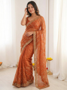 Kalista Embroidered, Embellished Bollywood Chiffon Saree