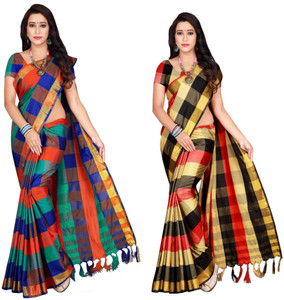 Shaibo saree Checkered Daily Wear Cotton Silk Saree