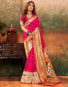 Satrani Woven, Self Design Banarasi Pure Silk, Silk Blend Saree