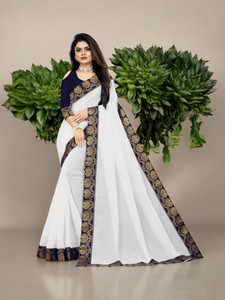 Volmina Solid/Plain Chanderi Cotton Blend Saree