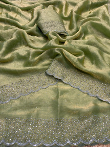 QVIDYA Self Design, Embellished Bollywood Silk Blend, Organza Saree