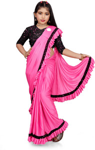 HARIOM FASHION Solid/Plain Bollywood Lycra Blend Saree