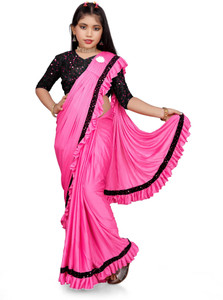 HARIOM FASHION Solid/Plain Bollywood Lycra Blend Saree