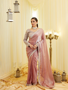 KASEE FASHION Embroidered Bollywood Silk Blend Saree