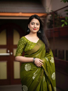 Houseofcommen Digital Print, Printed, Woven Hand Batik Cotton Silk Saree