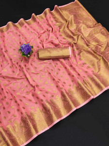 Pervas Woven Kanjivaram Silk Blend, Cotton Silk Saree