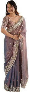 MANUBA enterprise Embroidered Bollywood Satin Saree