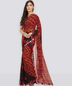 MIRCHI FASHION Printed Bandhani Georgette Saree
