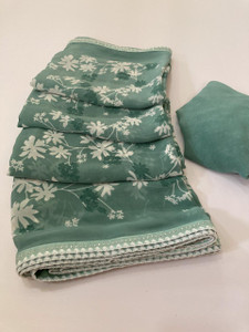 BORANA Floral Print Bollywood Georgette Saree