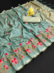 Divastri Embroidered Assam Silk Cotton Silk Saree