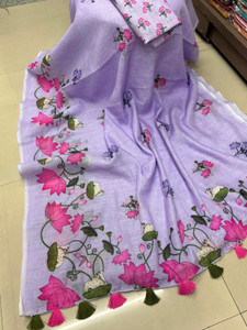 ROFOLO Digital Print, Printed Bollywood Cotton Linen Saree