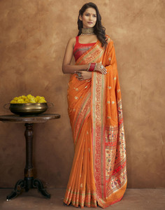 Satrani Woven, Self Design, Embellished Paithani Pure Silk Saree