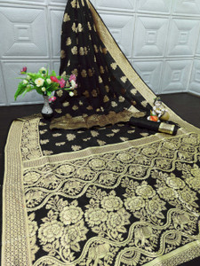 SOMVATI Woven, Self Design, Embellished Kanjivaram Art Silk, Jacquard Saree