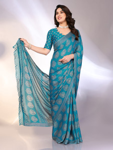 FABMORA Printed, Blocked Printed Daily Wear Chiffon, Georgette Saree